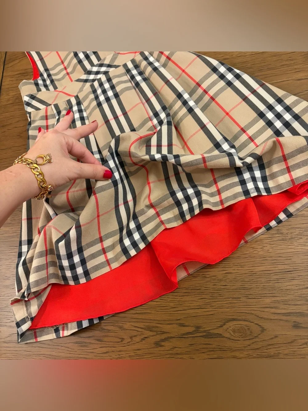 Authentic BURBERRY Girls Dress Nova Check Gorgeous Red Lining Child Kid 4-5 yrs